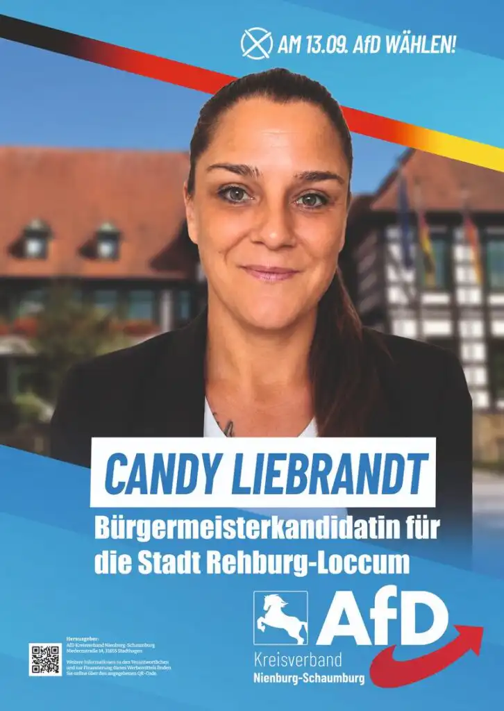 Wahlplakat Candy Liebrandt – Bürgermeisterkandidatin für die Stadt Rehburg-Loccum