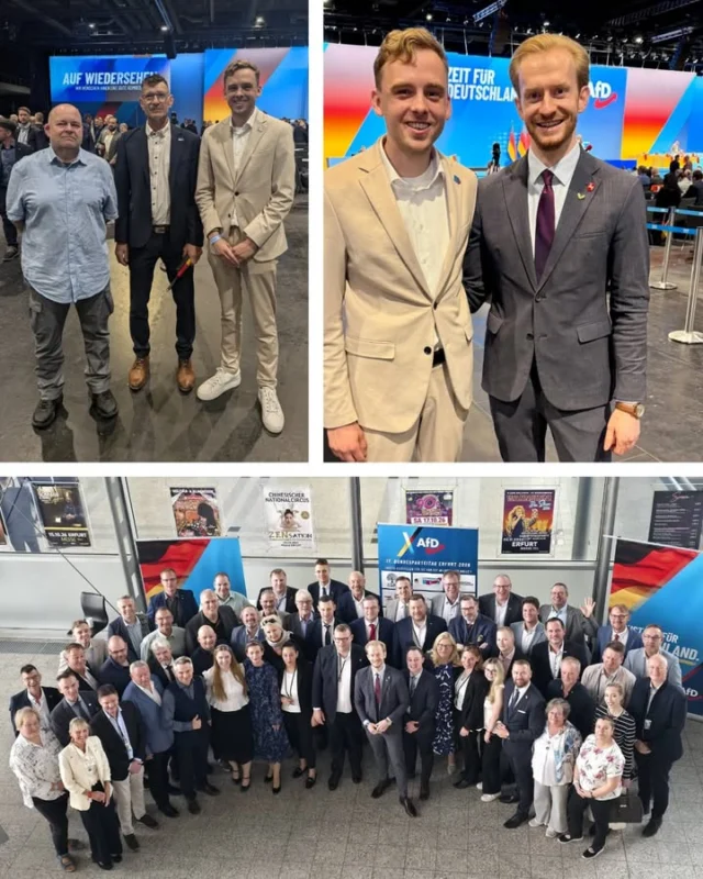 Erfolgreicher Bundesparteitag in Erfurt! 💙🇩🇪

Wir Delegierten aus dem AfD-Kreisverband Nienburg-Schaumburg waren bereits am Samstagmorgen um 4 Uhr pünktlich am Sammelplatz nahe Erfurt. Von dort wurden wir völlig reibungslos auf das Parteitagsgelände geführt. Von den angekündigten Störaktionen der linksextremen Antifa und NGOs wie @widersetzen fehlte zu diesem Zeitpunkt jede Spur.

Die Herrschaften haben wohl schlichtweg verschlafen, während wir pünktlich in den Parteitag gestartet sind. Den Frust über ihr Versagen und ihre Gewaltfantasien haben sie dann an Vertretern der Presse und an normalen Bürgern Erfurts ausgelassen.

Auch am Sonntag waren keine Extremisten in Sicht. Ein großes Lob und Dankeschön an die Polizeikräfte, die saubere Arbeit geleistet haben! Wir standen durchgehend in einem netten Austausch mit ihnen, auch in unserer Unterkunft. 🚓🤝

Inhaltlich haben wir uns stark eingebracht und intensive Satzungsdebatten geführt. Die Stellung unserer Parteijugend, der „Generation Deutschland“, wurde massiv aufgewertet! 💪

Zudem ist der neu gewählte Bundesvorstand der jüngste in der Geschichte unserer Partei!

Ganz besonders freut es uns vor Ort, dass mit Micha Fehre (@micha_fehre_afd) weiterhin ein Niedersachse im Bundesvorstand vertreten ist. Sein Wahlkreisbüro befindet sich direkt bei uns im AfD-Bürgerbüro in Nienburg.

Glückwunsch lieber Micha und viel Erfolg! Weiter so!
Wir stehen geschlossen hinter dir.

Zudem gratuliere ich meinen alten Weggefährten Sven W. Tritschler & Maximilian Kneller herzlich zu ihrer Wahl in den Bundesvorstand! 🎉

Wir sind als Partei bestens aufgestellt und stellen die Weichen für künftige Regierungsverantwortung in Deutschland!

Jonas Kallendorf
Kreisvorsitzender
AfD Nienburg-Schaumburg

#erfurt #afd #nienburg #schaumburg